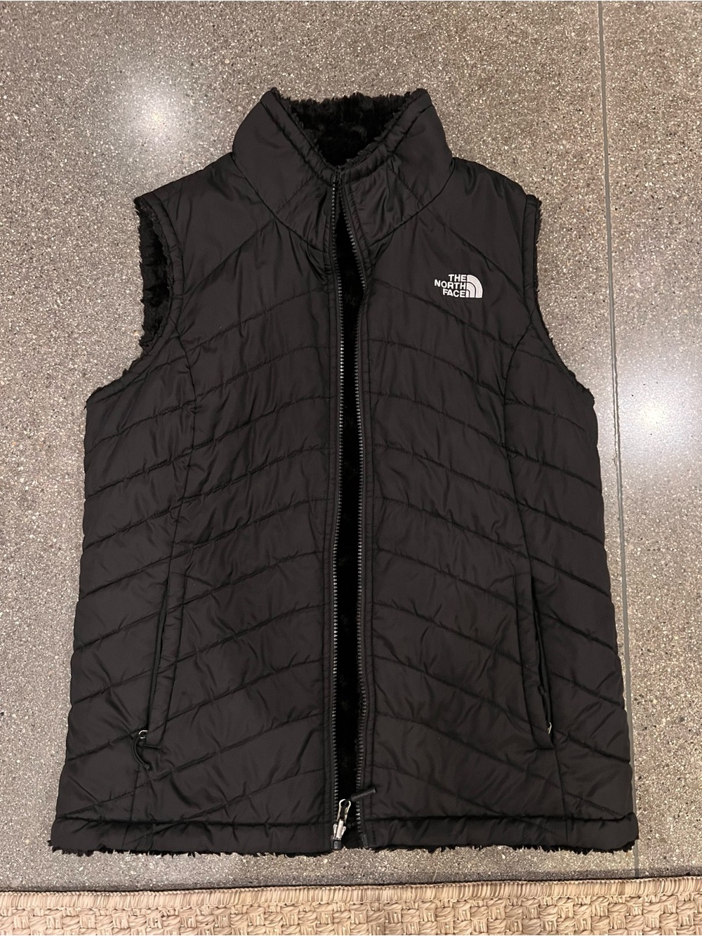 The North Face Black Quilted Fleece-Lined Vest